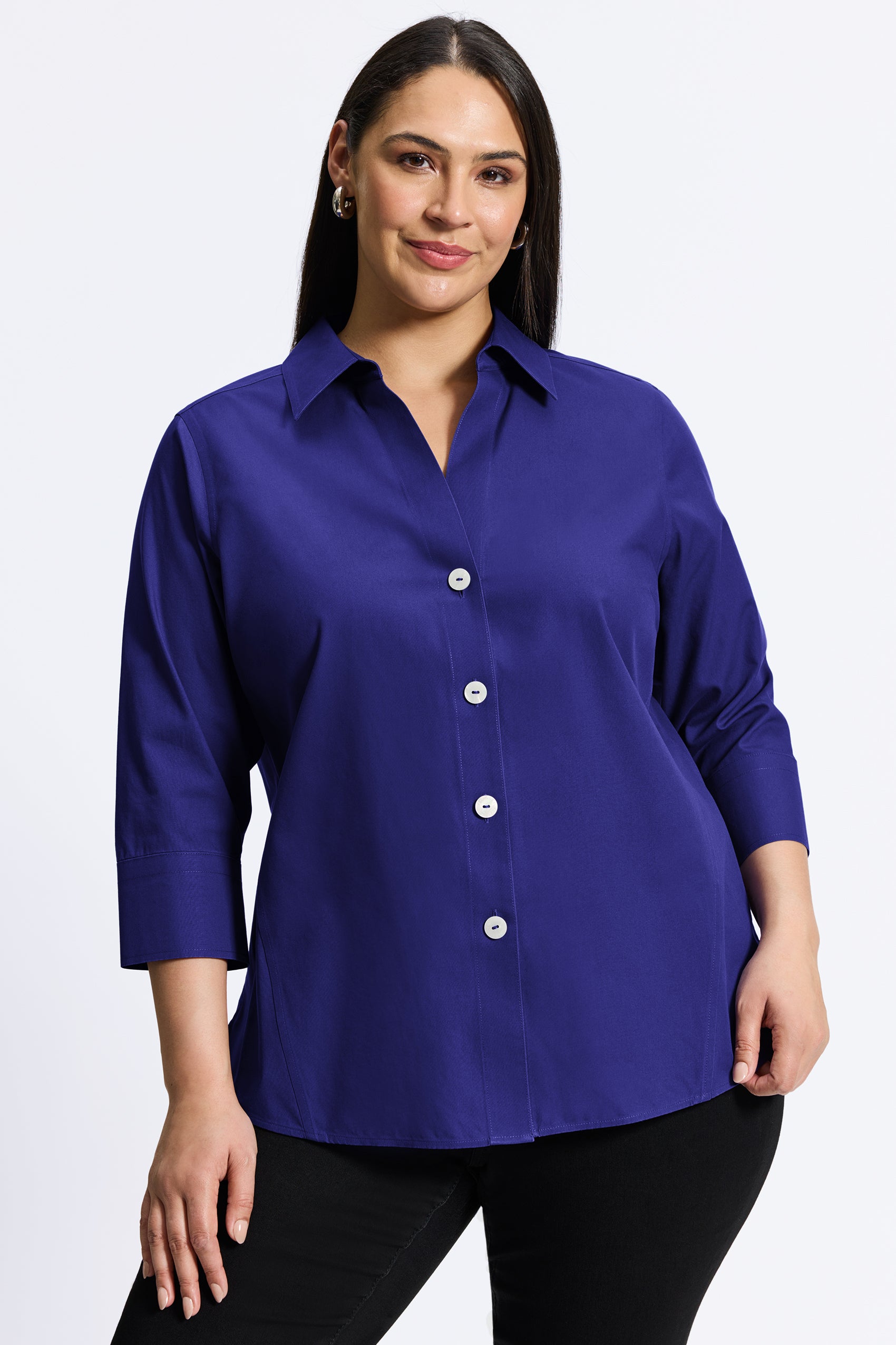 Paityn Plus Essential Pinpoint Non Iron Shirt Foxcroft