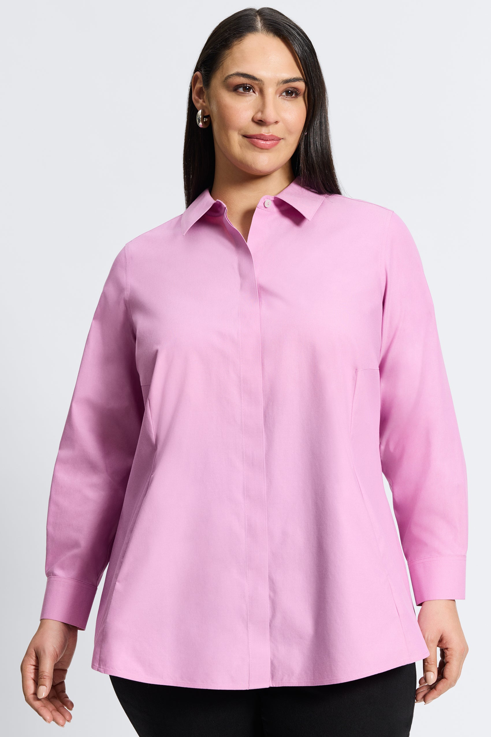 Cici Plus Essential Pinpoint Non-Iron Tunic- Foxcroft