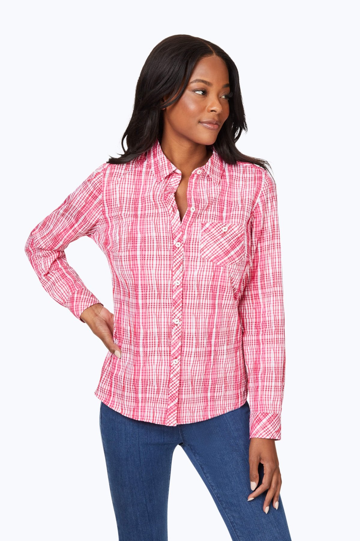 Hampton Purely Plaid Crinkle Shirt Foxcroft