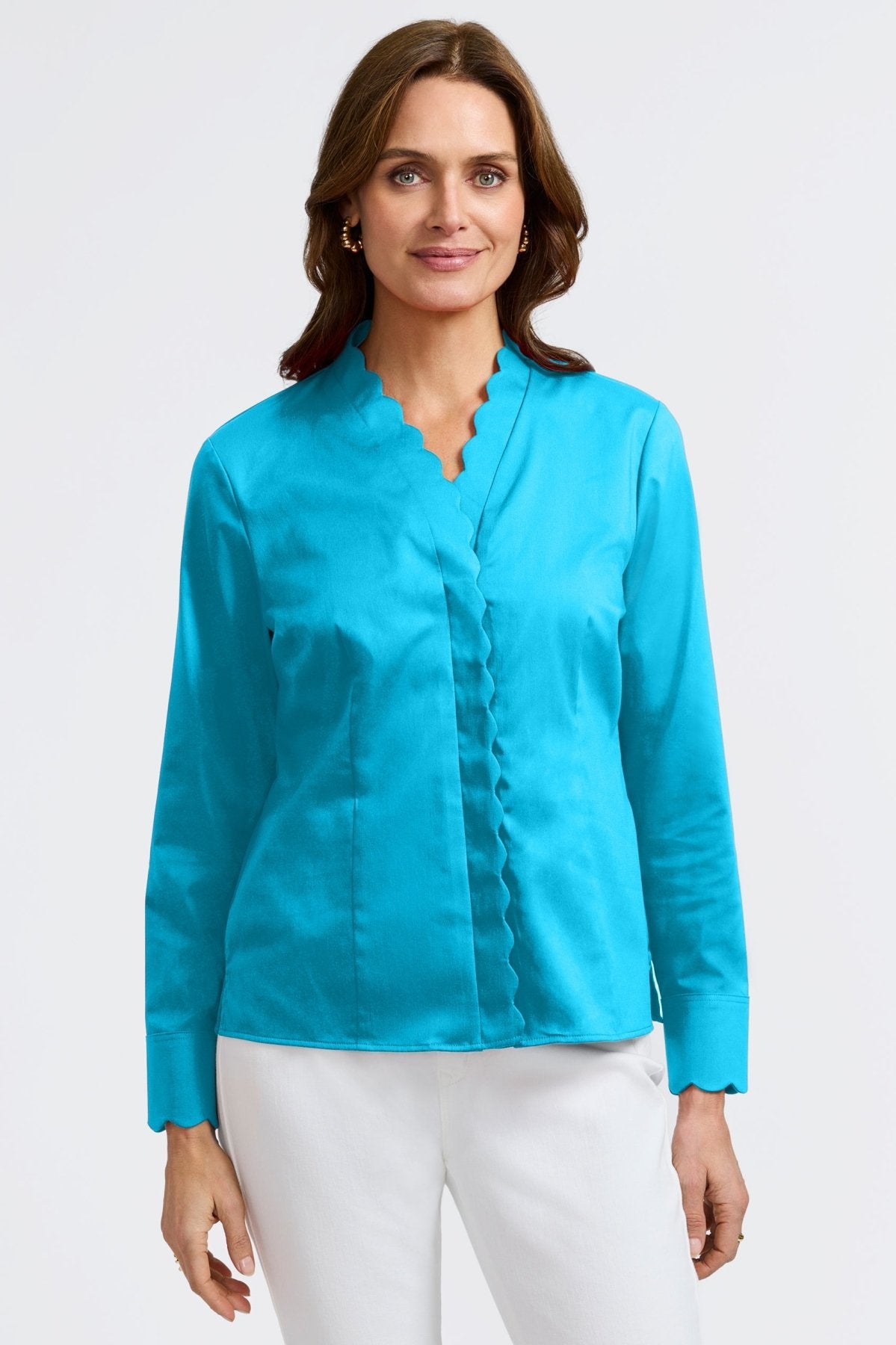 Bridget Stretch Matte Sateen No Iron Long Sleeve Shirt