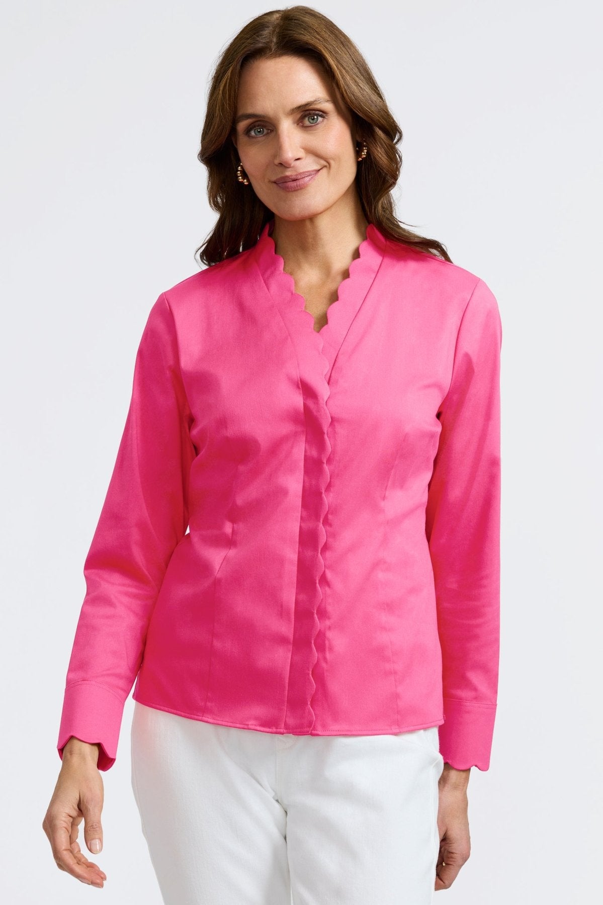 Bridget Stretch Matte Sateen No Iron Long Sleeve Shirt