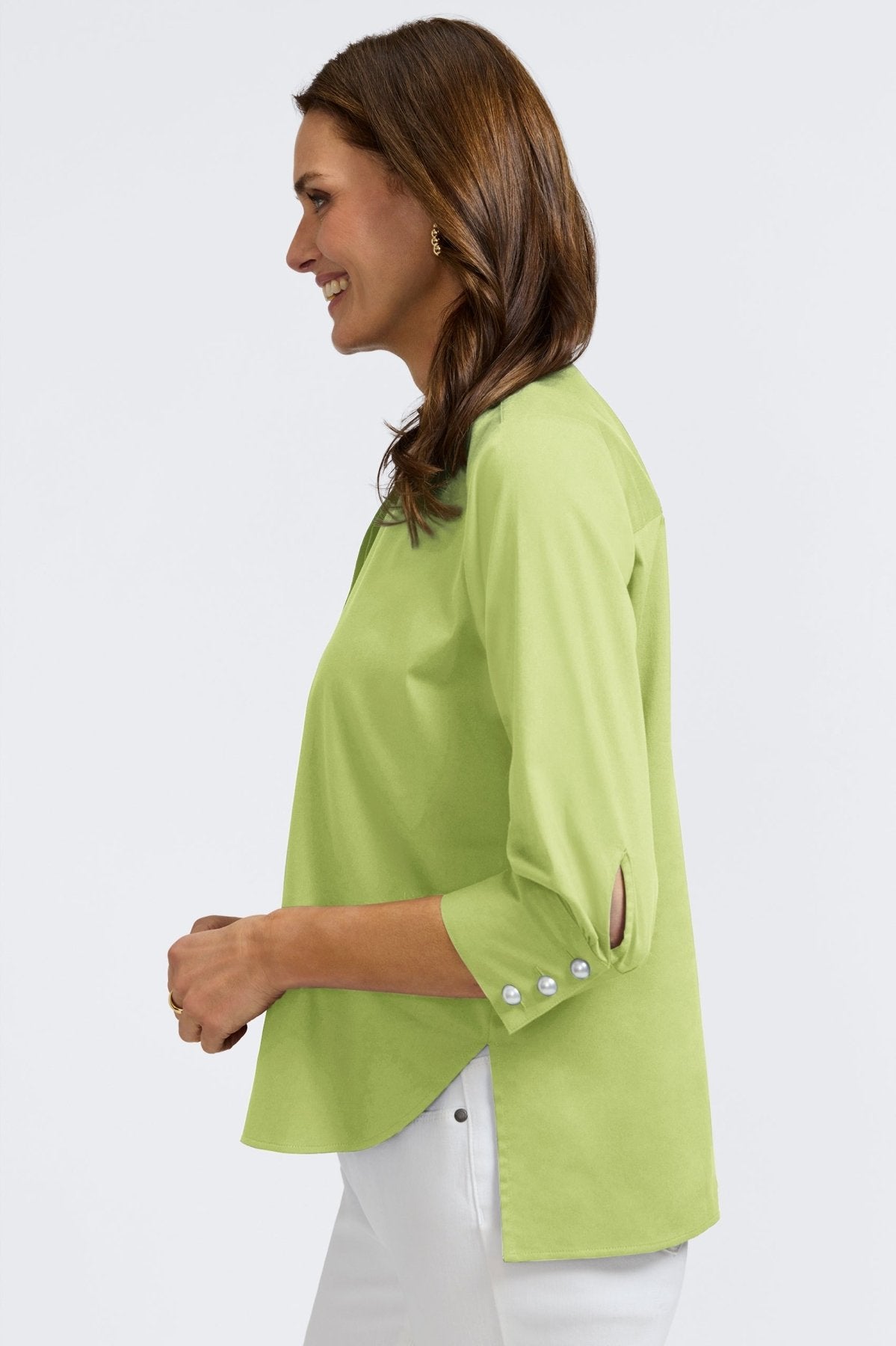 Pearl No Iron Stretch Matte Sateen 3/4 Sleeve Shirt