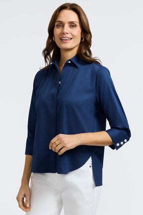 Pearl No Iron Stretch Matte Sateen 3/4 Sleeve Shirt