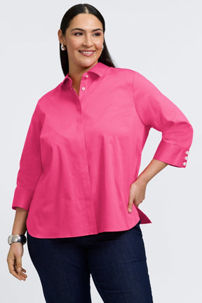 Pearl Plus No Iron Stretch Matte Sateen 3/4 Sleeve Shirt