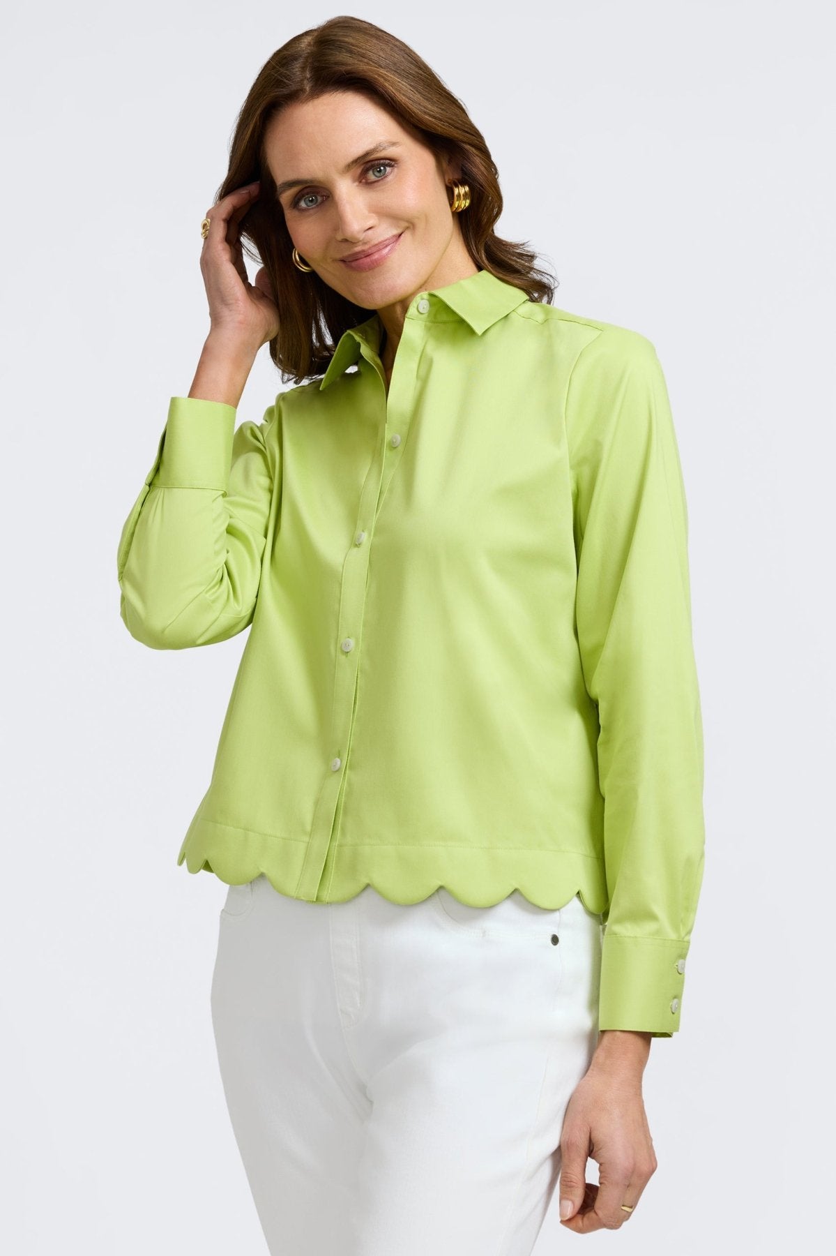 Scarlett No Iron Stretch Matte Sateen Long Sleeve Shirt