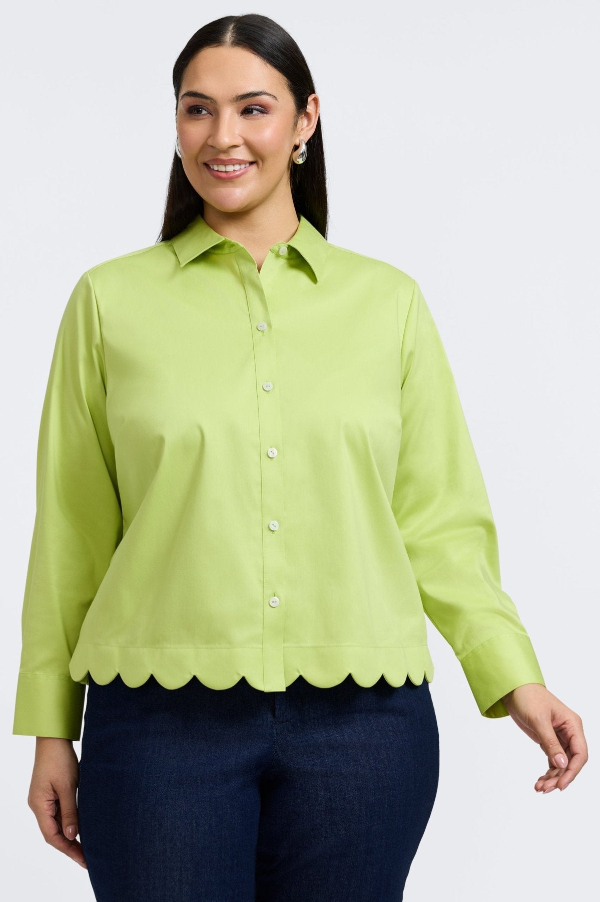 Scarlett Plus No Iron Stretch Matte Sateen Long Sleeve Shirt