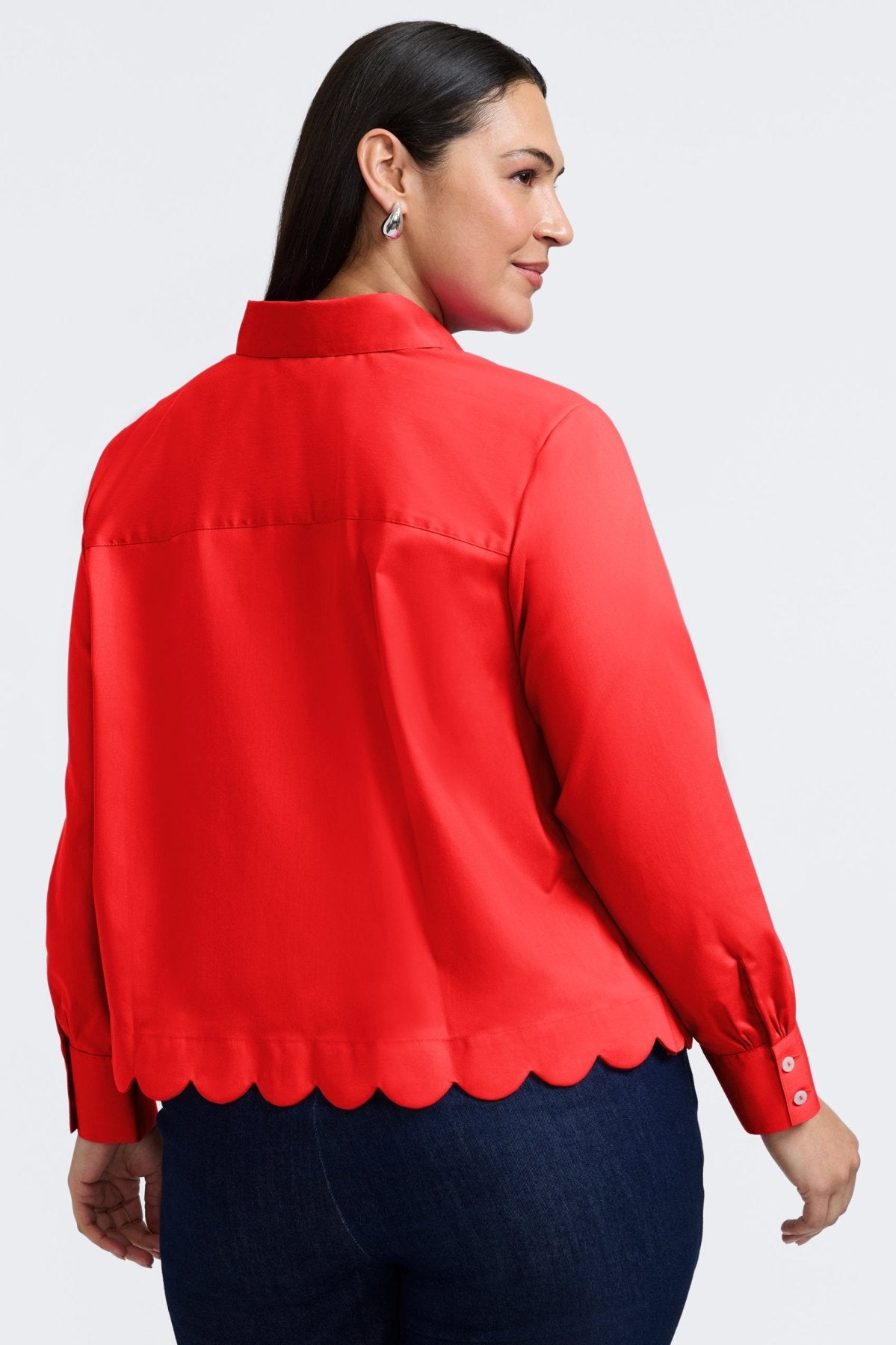 Scarlett Plus No Iron Stretch Matte Sateen Long Sleeve Shirt