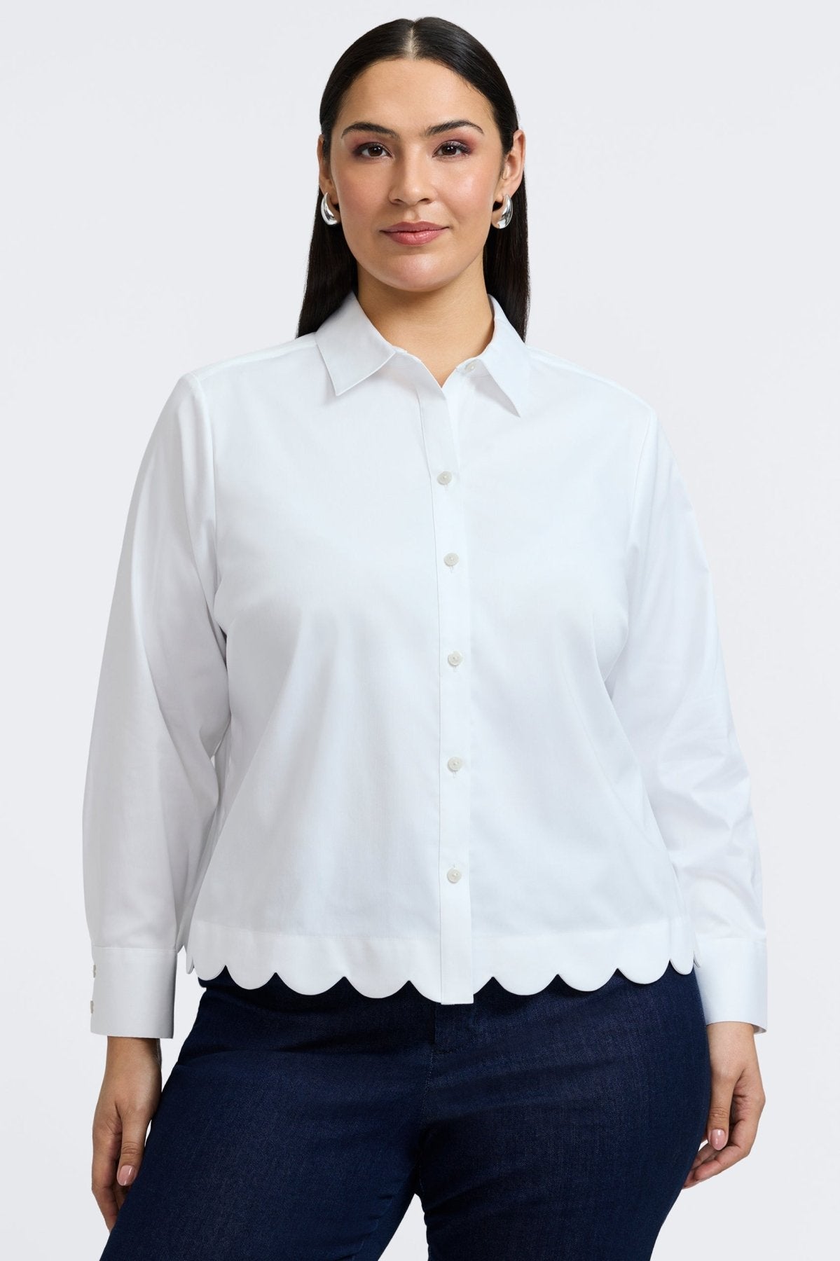 Scarlett Plus No Iron Stretch Matte Sateen Long Sleeve Shirt