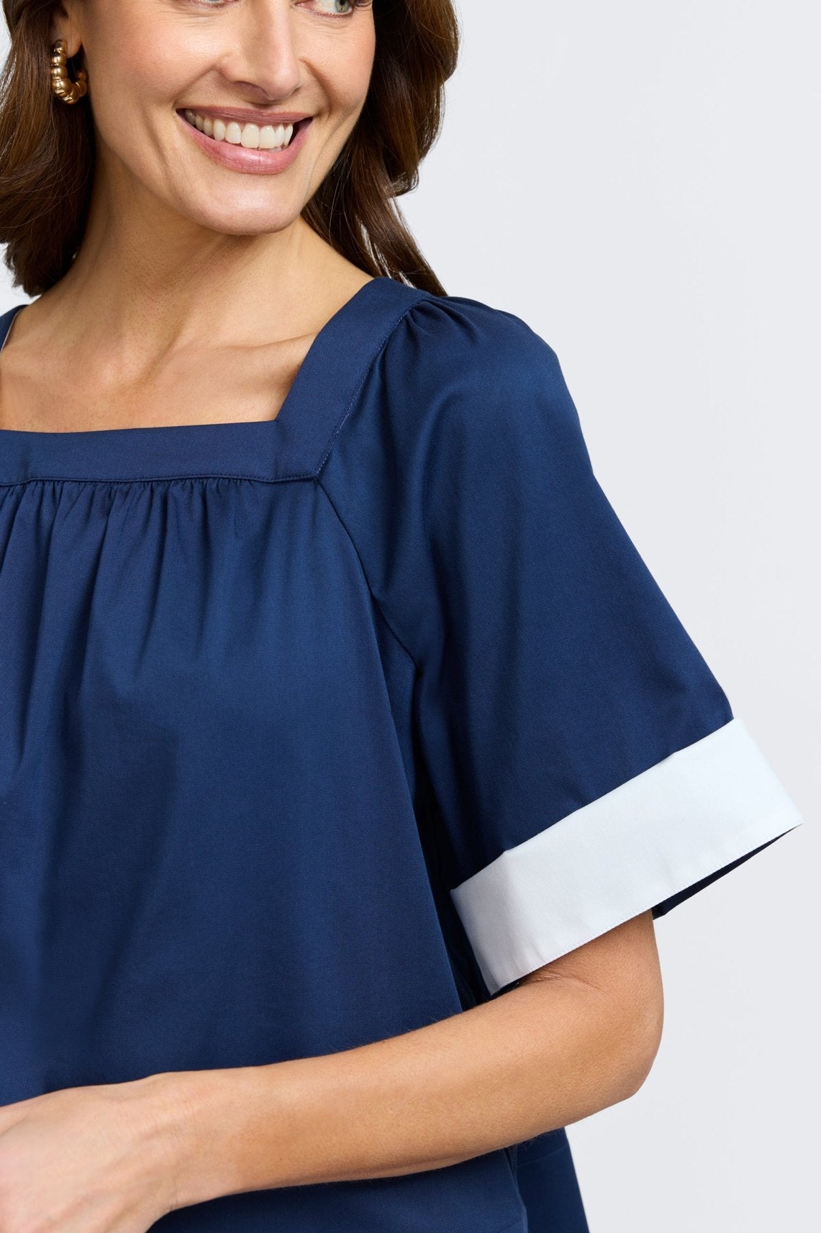 Violet Stretch Matte Sateen Elbow Sleeve Shirt