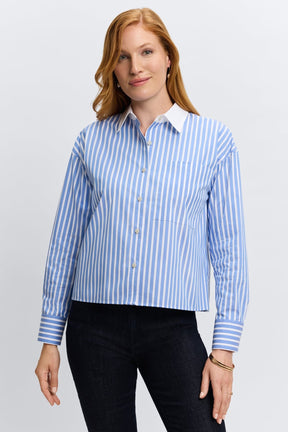 Marina No Iron Stretch Stripe Pocket Long Sleeve Shirt