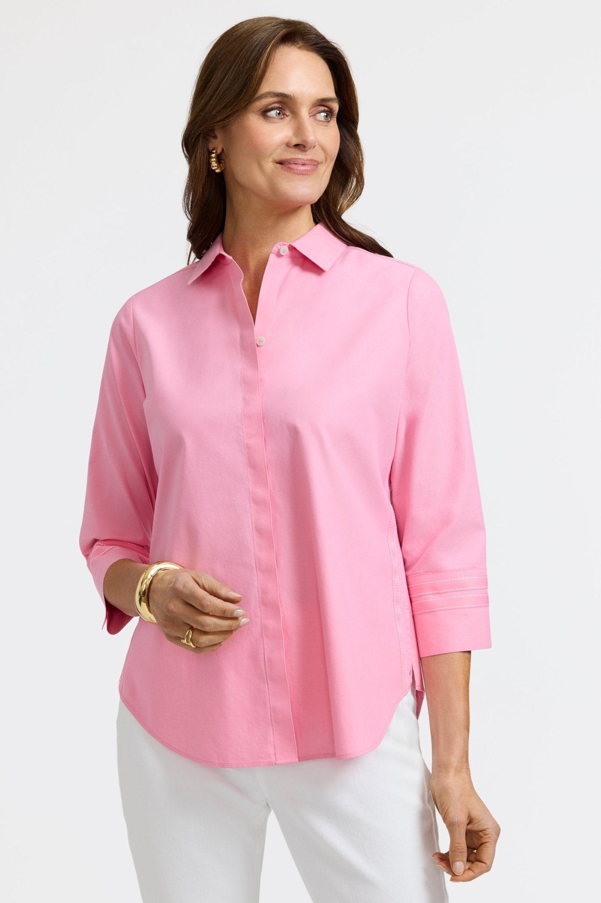 Brooke No Iron Pinpoint 3/4 Sleeve Shirt