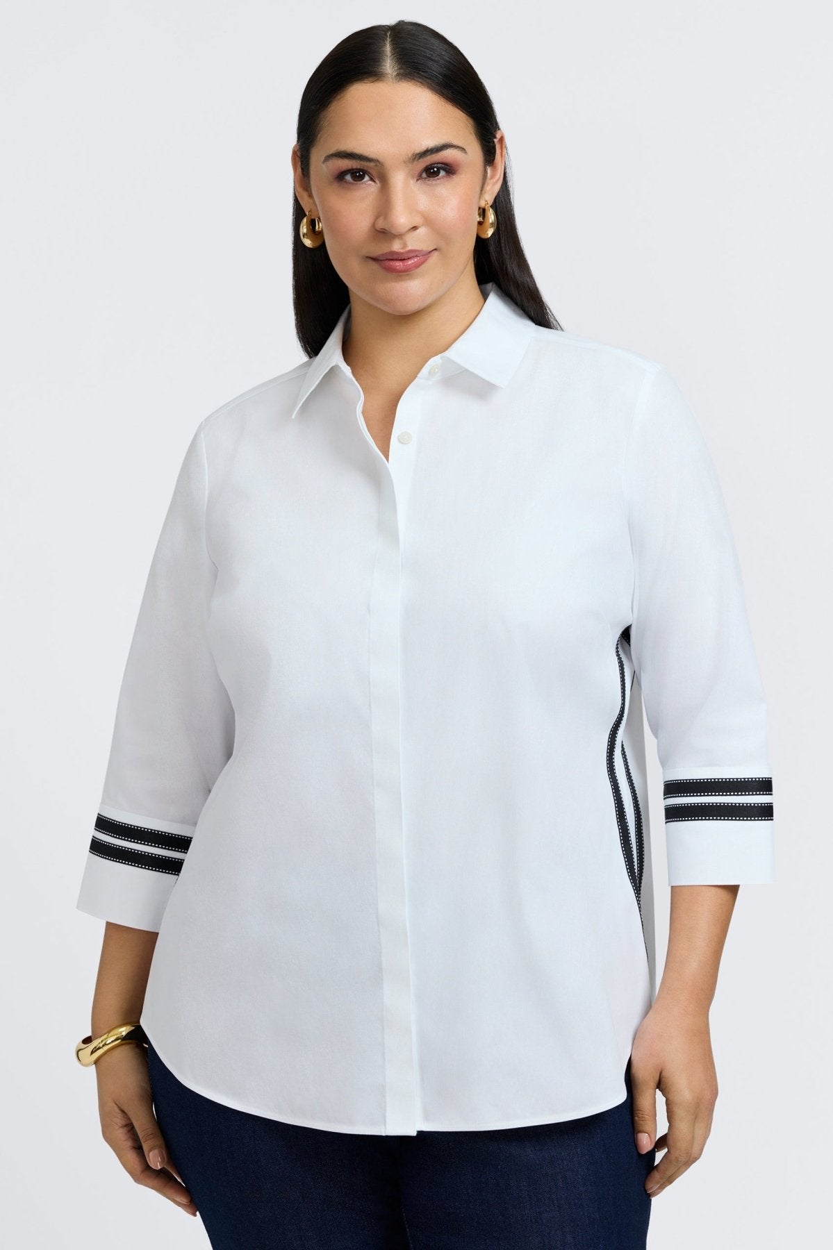 Brooke Plus No Iron Pinpoint 3/4 Sleeve Shirt