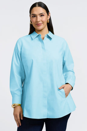 Cici Plus No Iron Pinpoint Long Sleeve Tunic