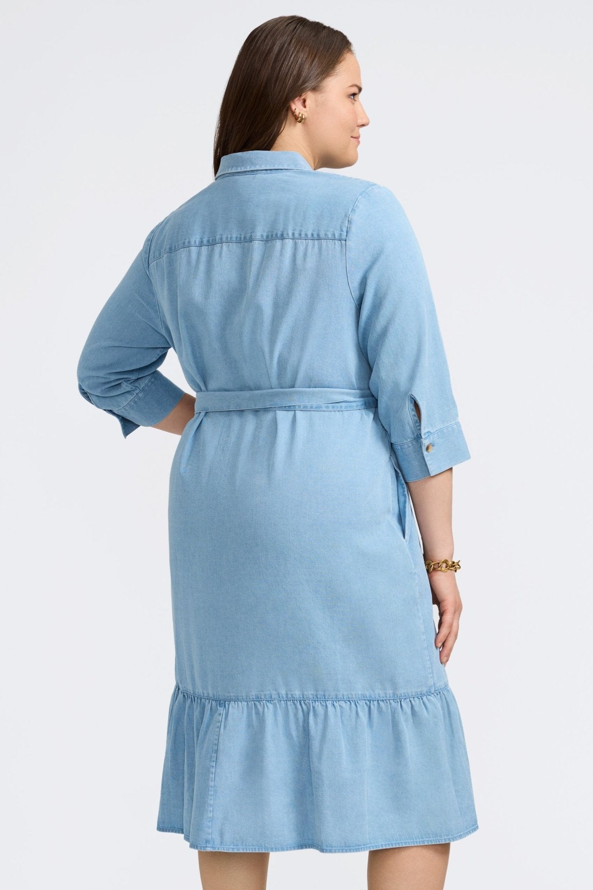 Ivy Plus Tencel® Denim 3/4 Sleeve Midi Dress