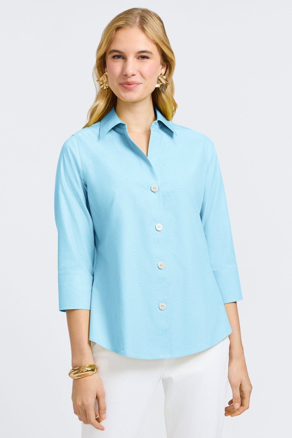 Paityn No Iron Pinpoint 3/4 Sleeve Shirt