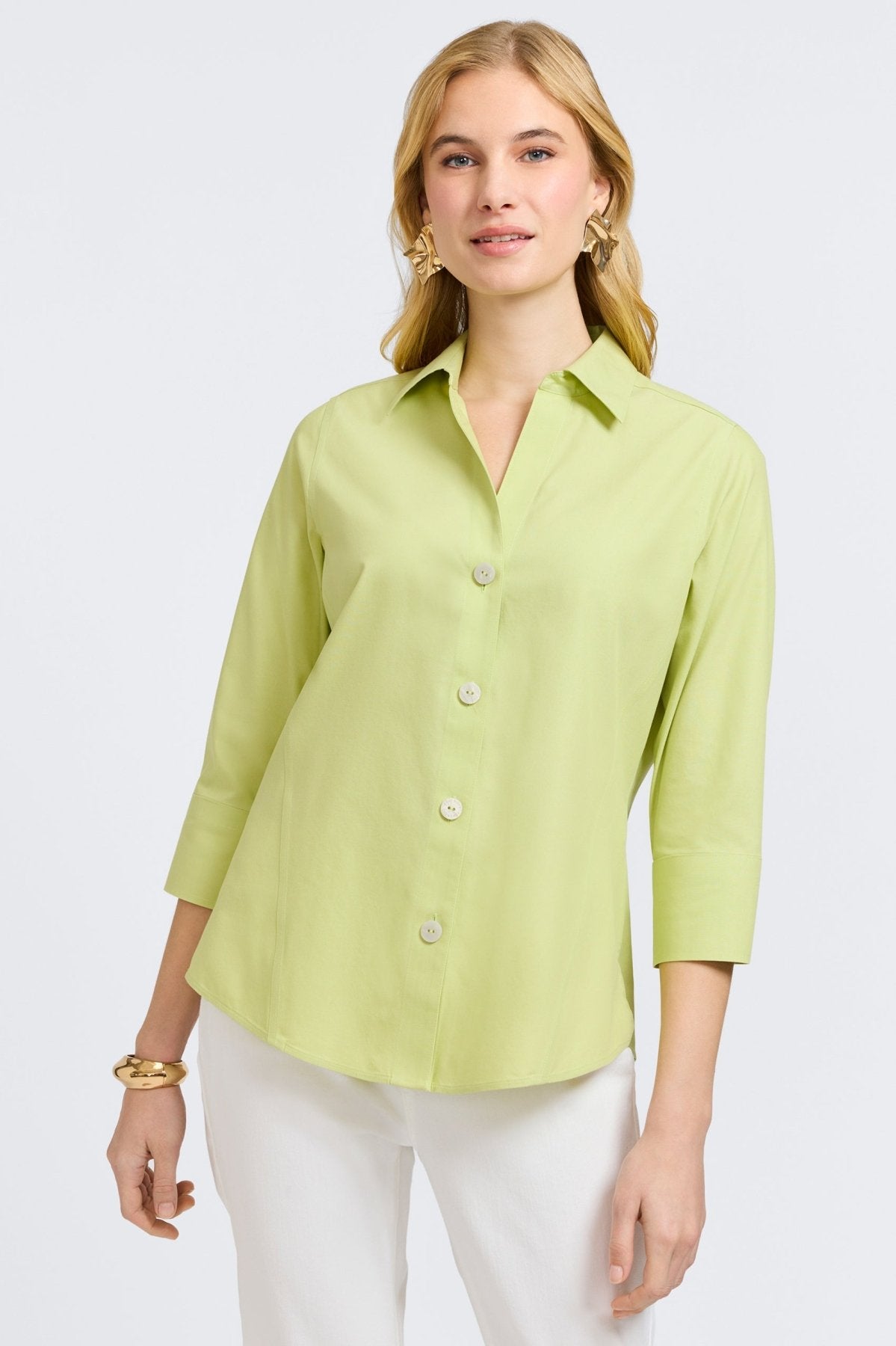 Paityn No Iron Pinpoint 3/4 Sleeve Shirt