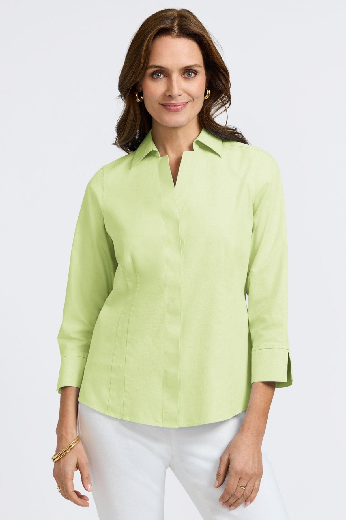 Taylor No Iron Pinpoint 3/4 Sleeve Shirt