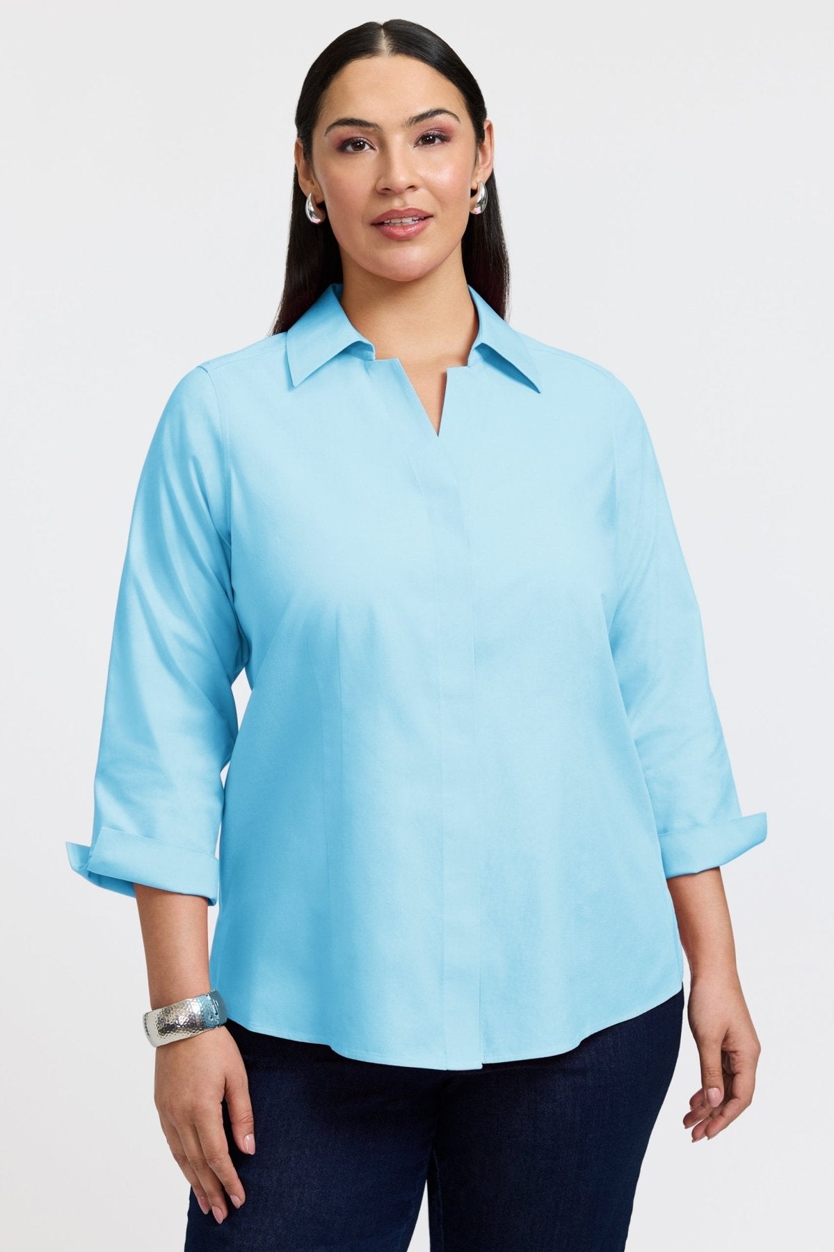 Taylor Plus Pinpoint No Iron 3/4 Sleeve Shirt