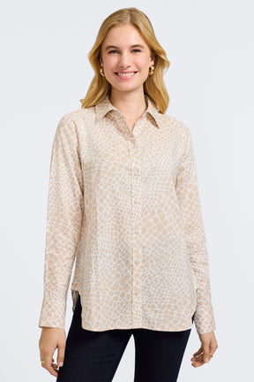 Meghan Linen Giraffe Long Sleeve Shirt