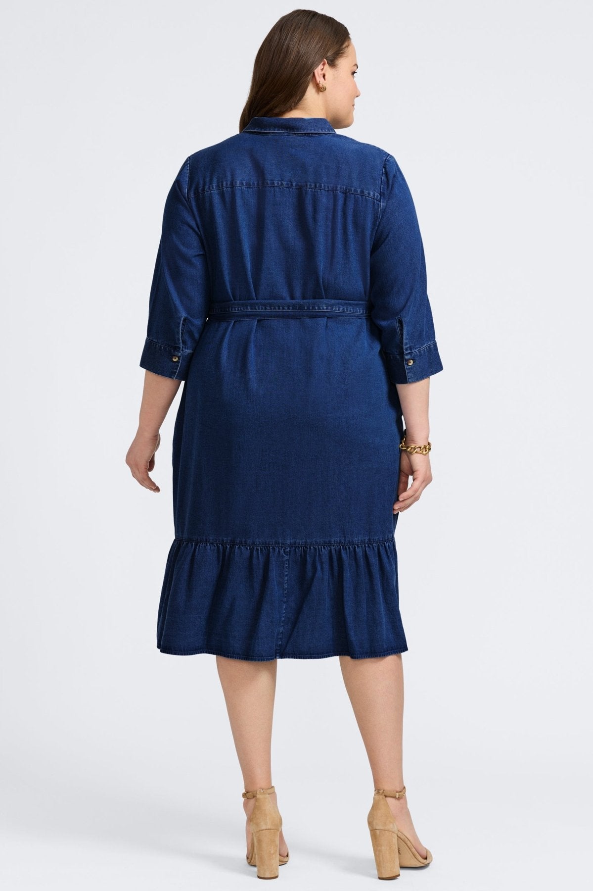 Ivy Plus Tencel® Denim 3/4 Sleeve Midi Dress