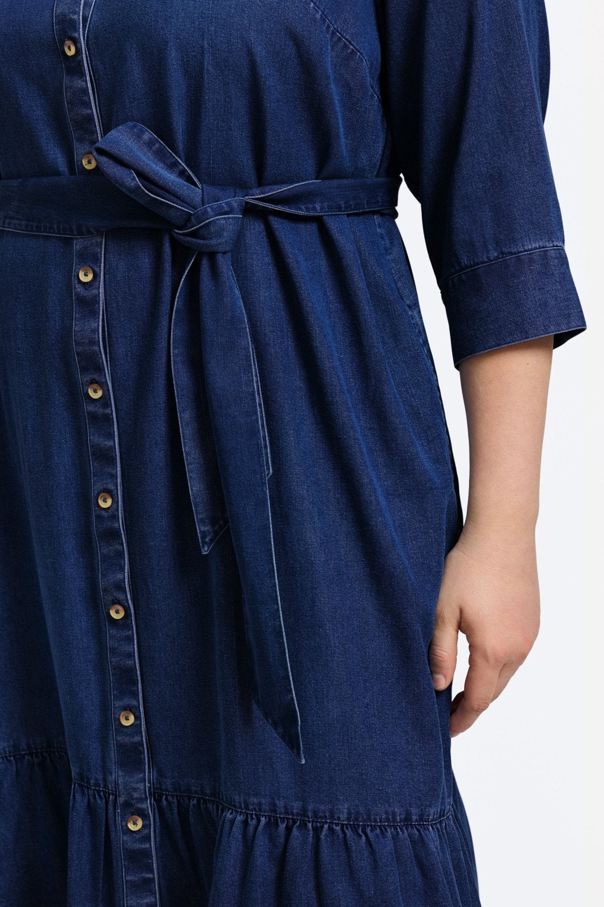 Ivy Plus Tencel® Denim 3/4 Sleeve Midi Dress