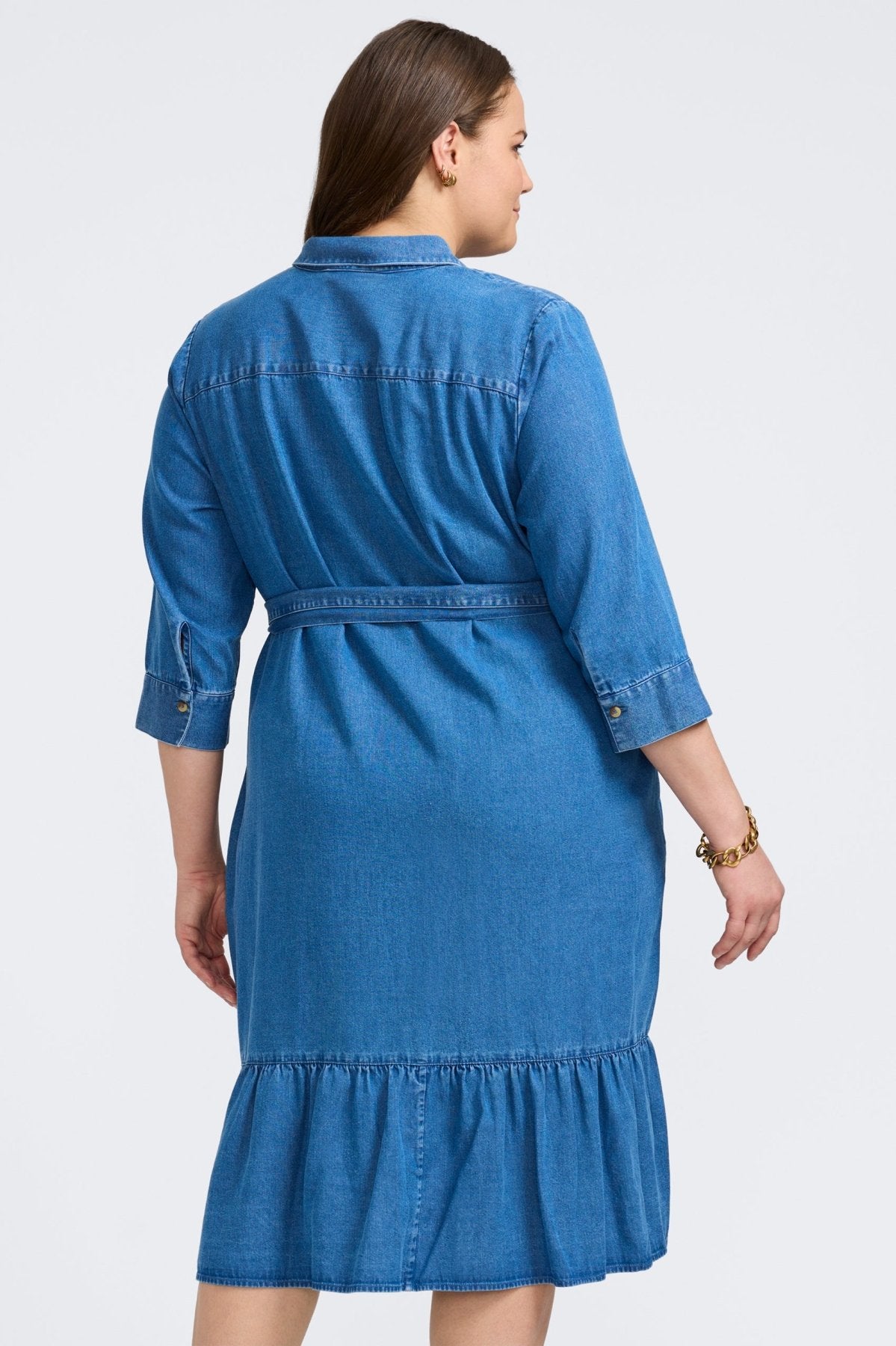 Ivy Plus Tencel® Denim 3/4 Sleeve Midi Dress