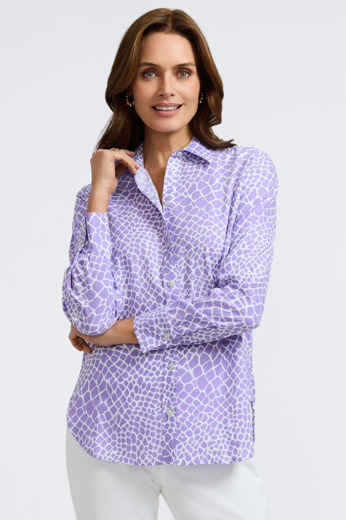 Meghan Linen Giraffe Long Sleeve Shirt