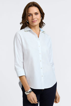 Margie No Iron Pinpoint 3/4 Sleeve Shirt