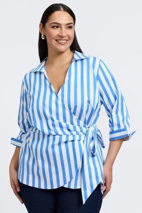 Salina Plus Springtime Stripe 3/4 Sleeve Shirt