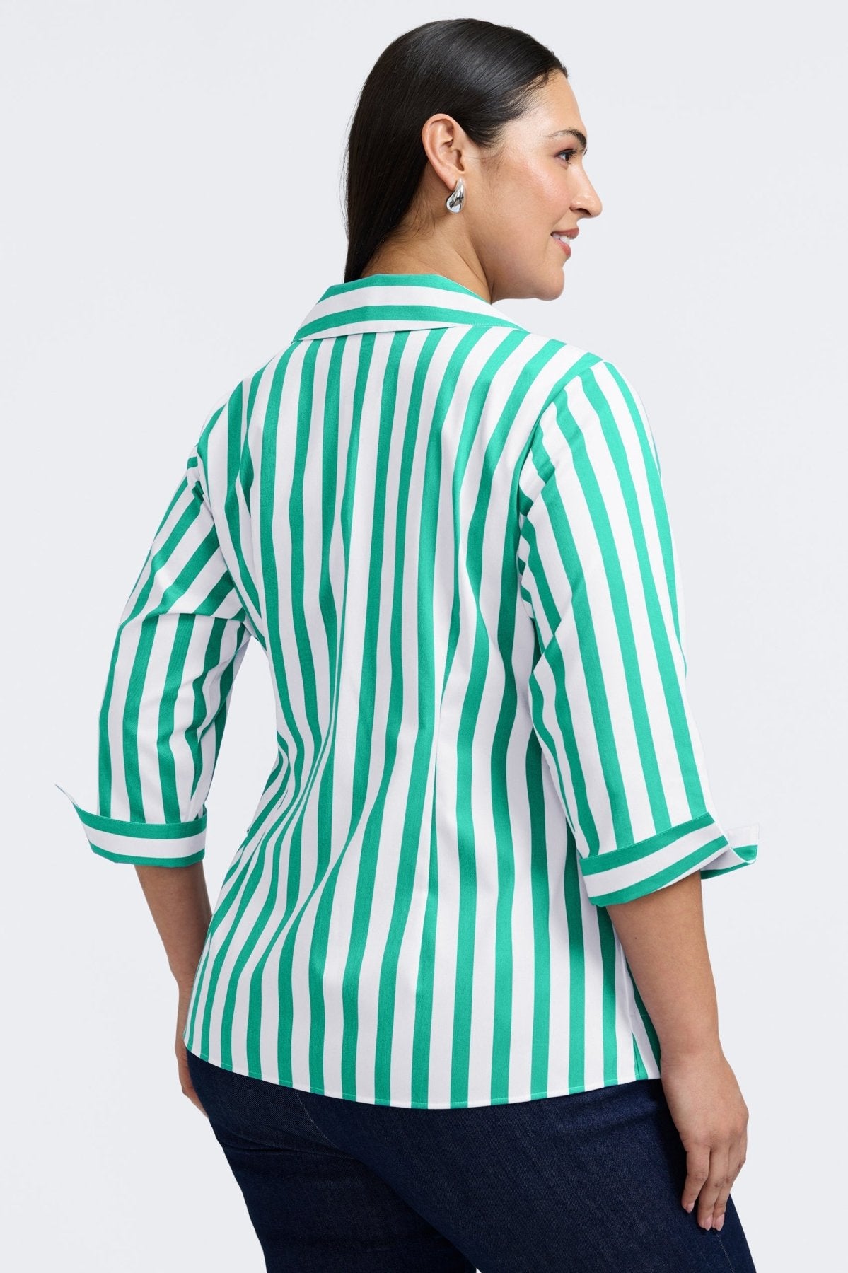 Salina Plus Springtime Stripe 3/4 Sleeve Shirt