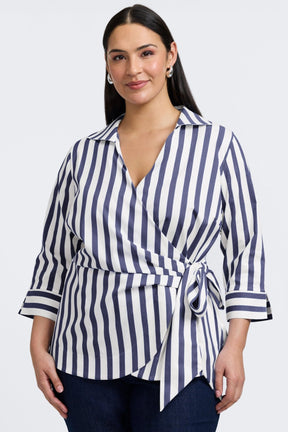 Salina Plus Springtime Stripe 3/4 Sleeve Shirt