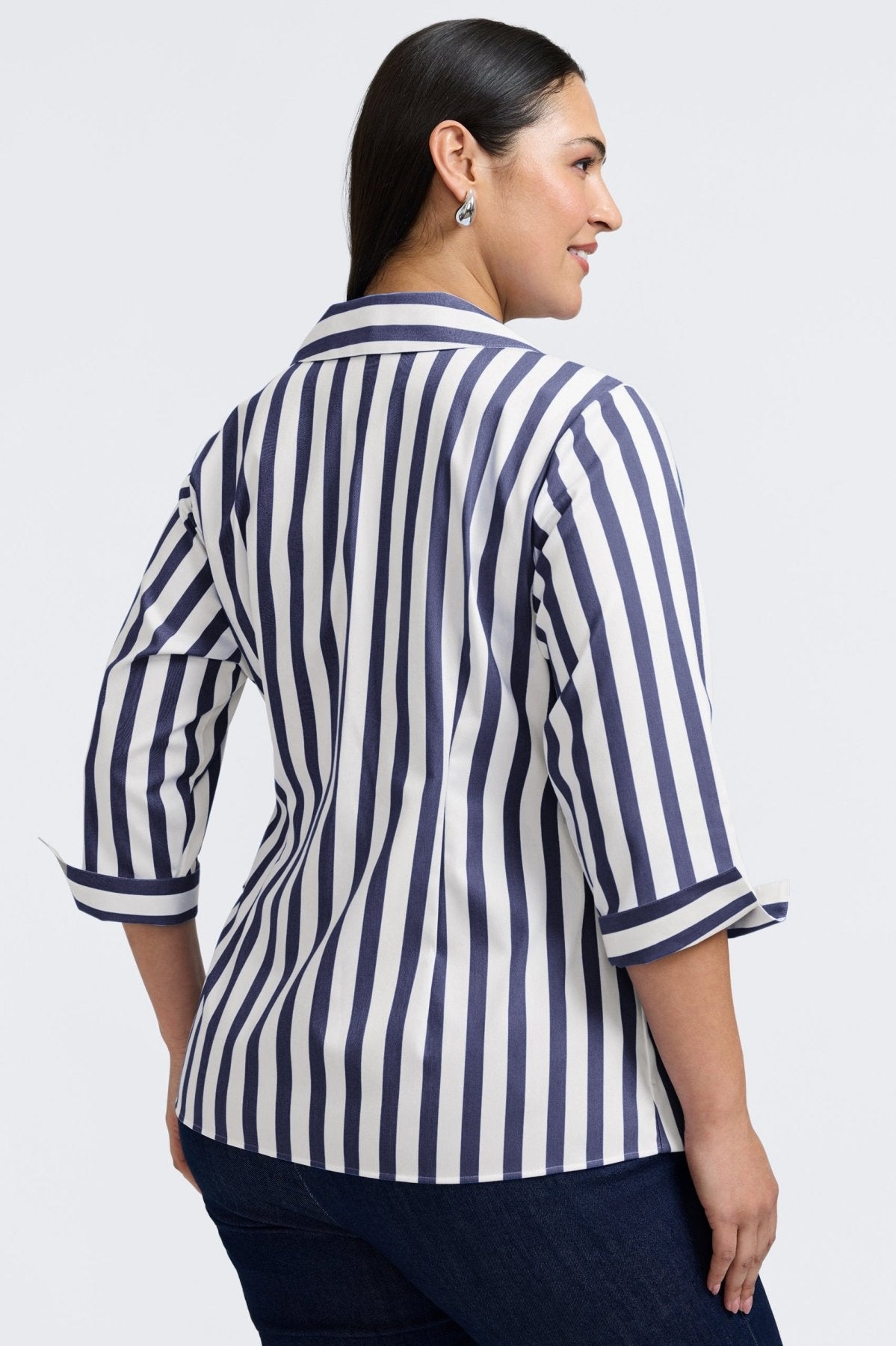 Salina Plus Springtime Stripe 3/4 Sleeve Shirt