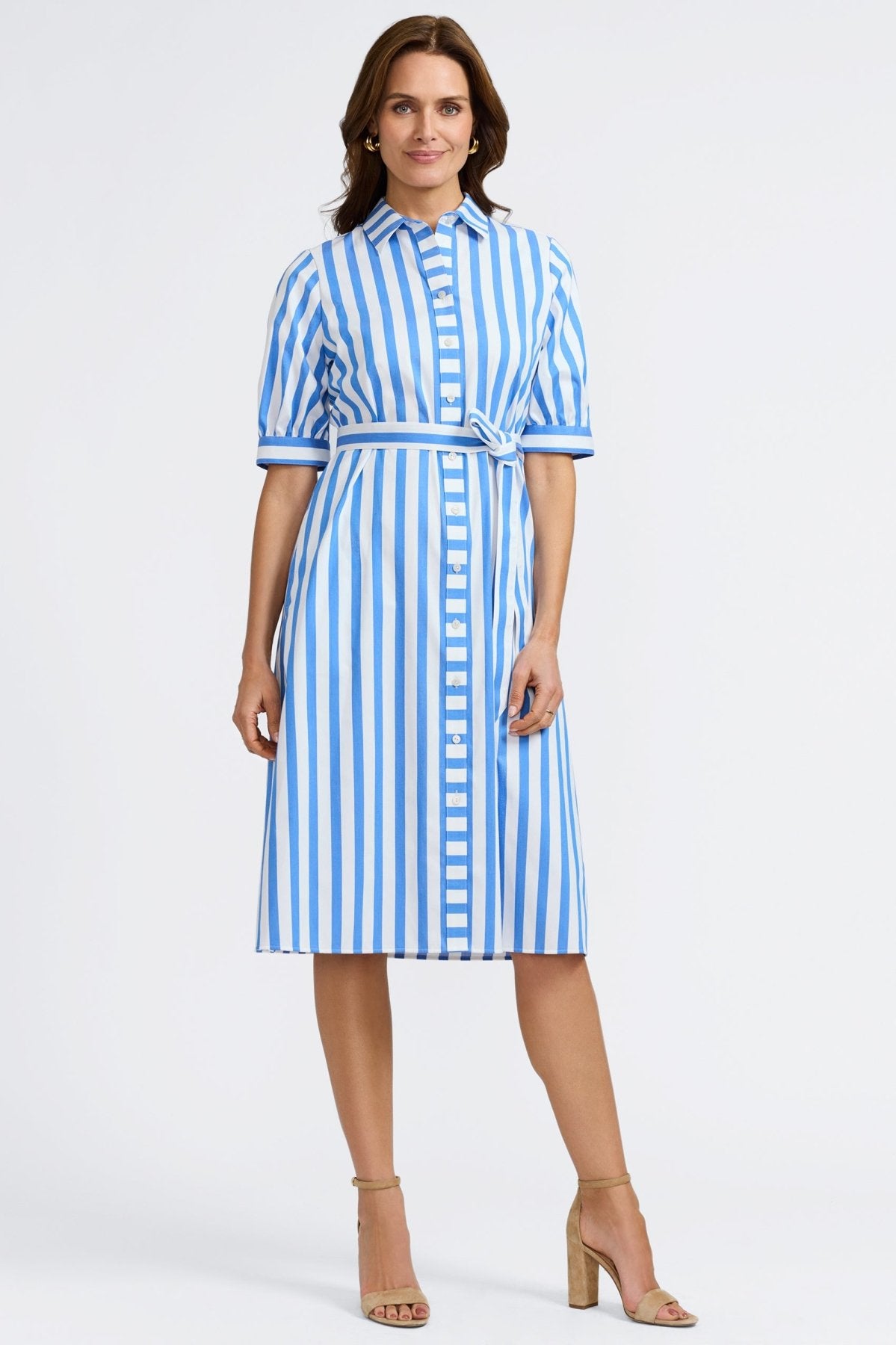 Esther Springtime Stripe Elbow Sleeve Dress