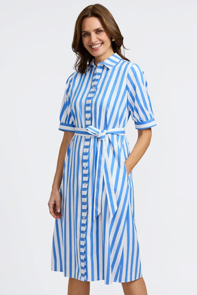 Esther Springtime Stripe Elbow Sleeve Dress