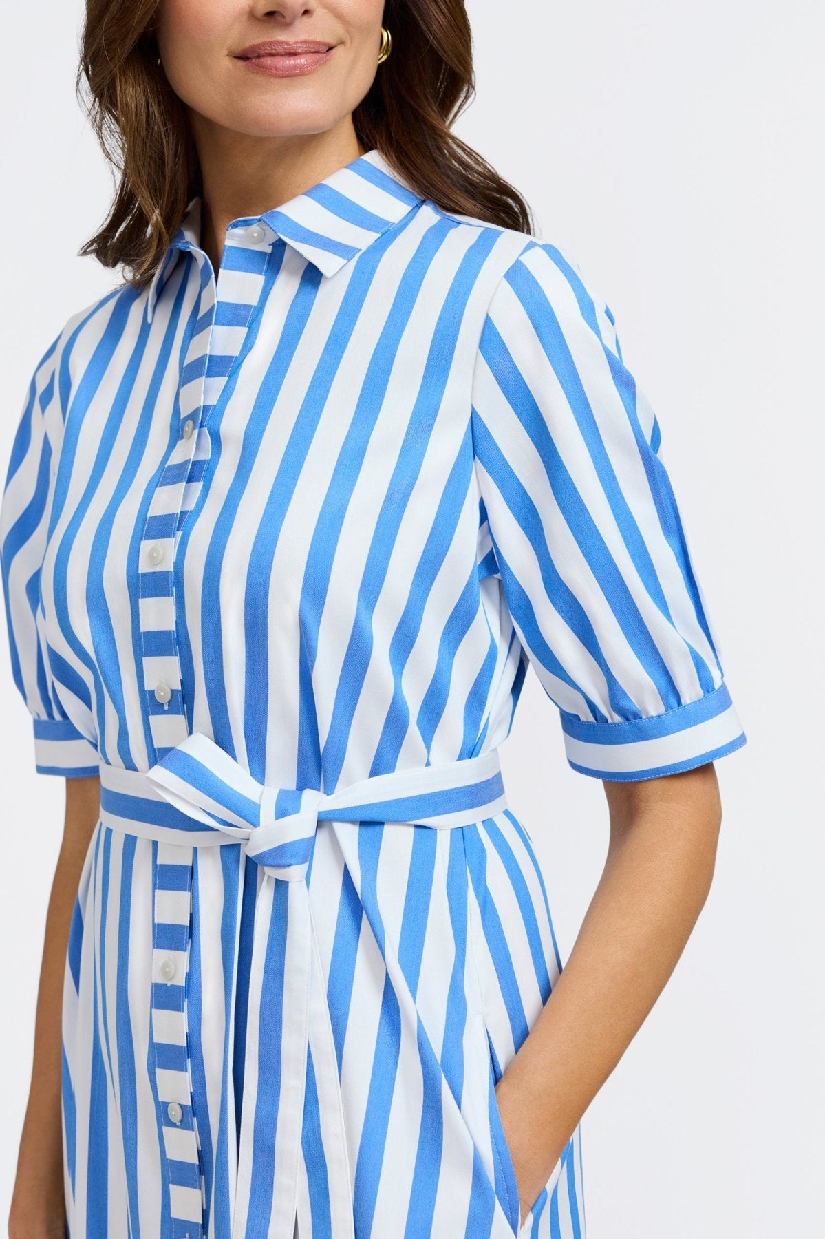 Esther Springtime Stripe Elbow Sleeve Dress