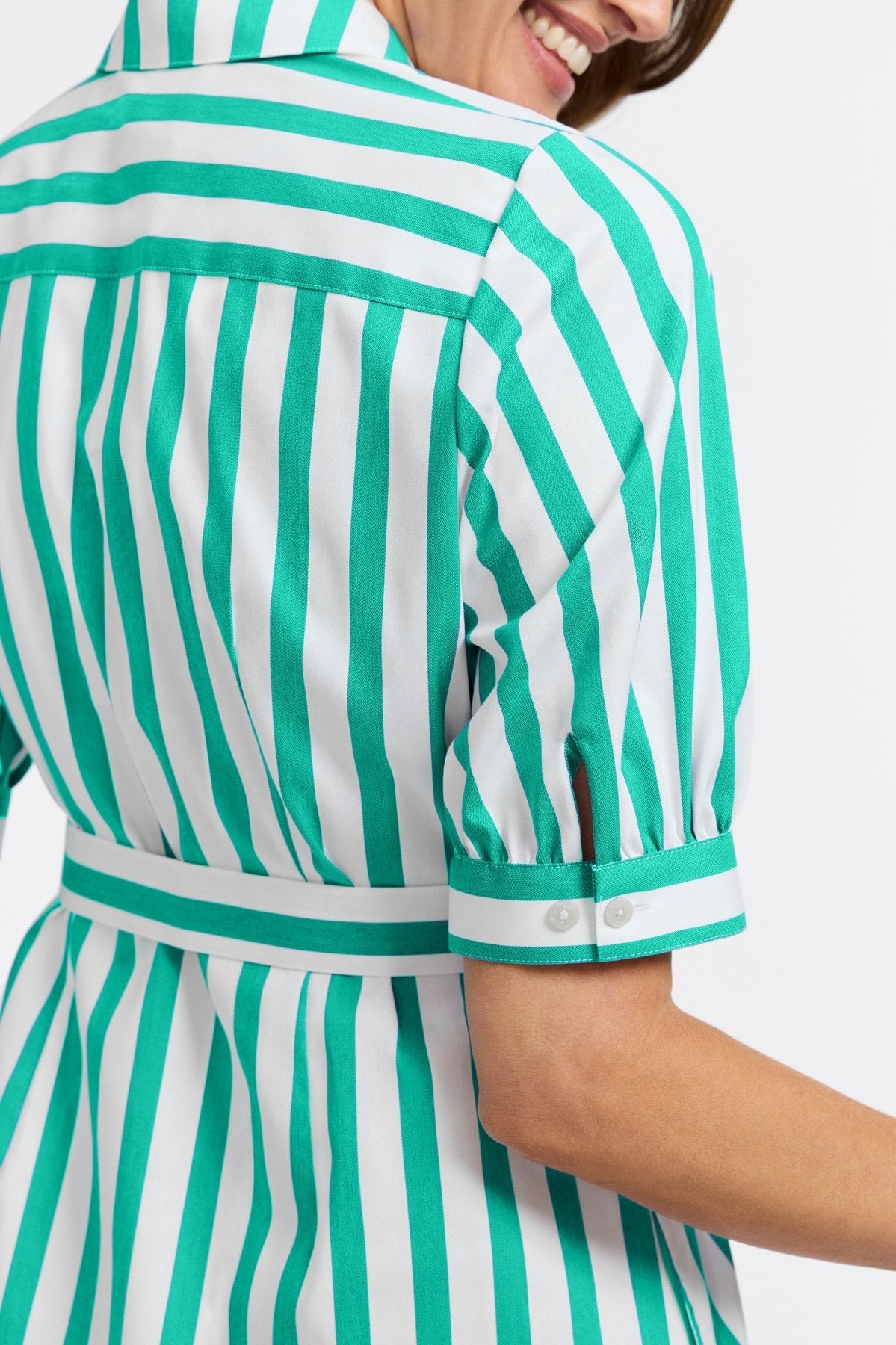 Esther Springtime Stripe Elbow Sleeve Dress