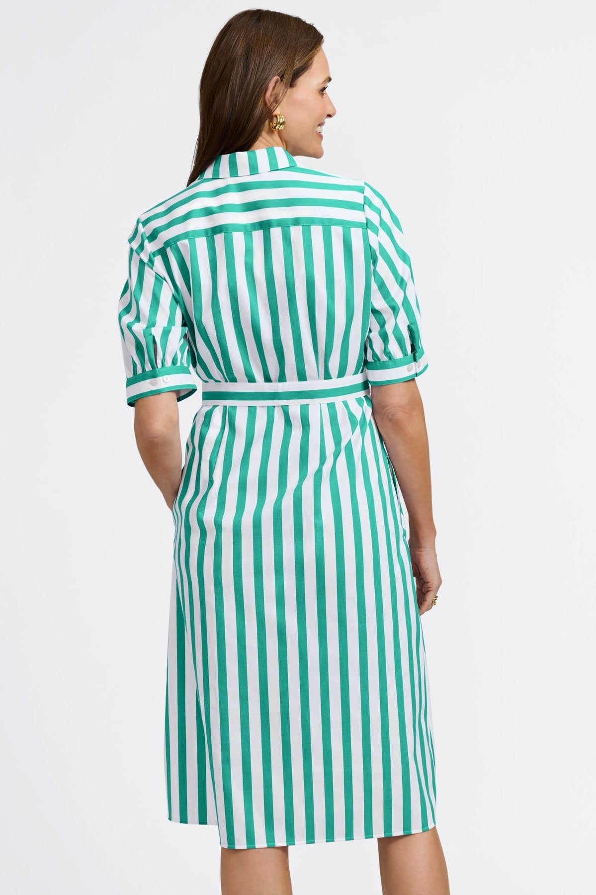 Esther Springtime Stripe Elbow Sleeve Dress