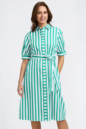 Esther Springtime Stripe Elbow Sleeve Dress