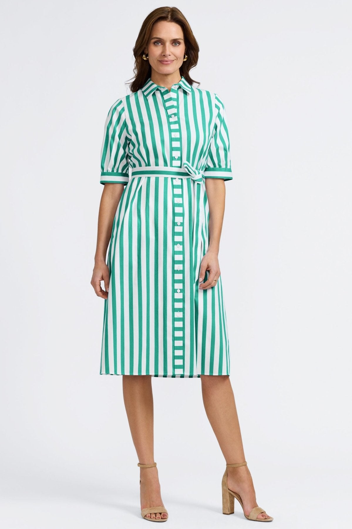 Esther Springtime Stripe Elbow Sleeve Dress