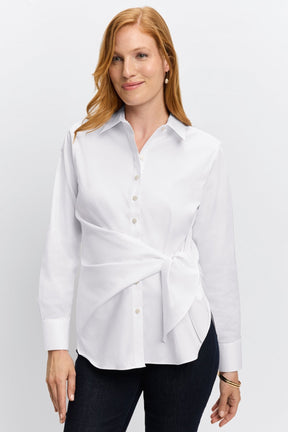 Sabine Stretch Matte Sateen No Iron Tie Shirt