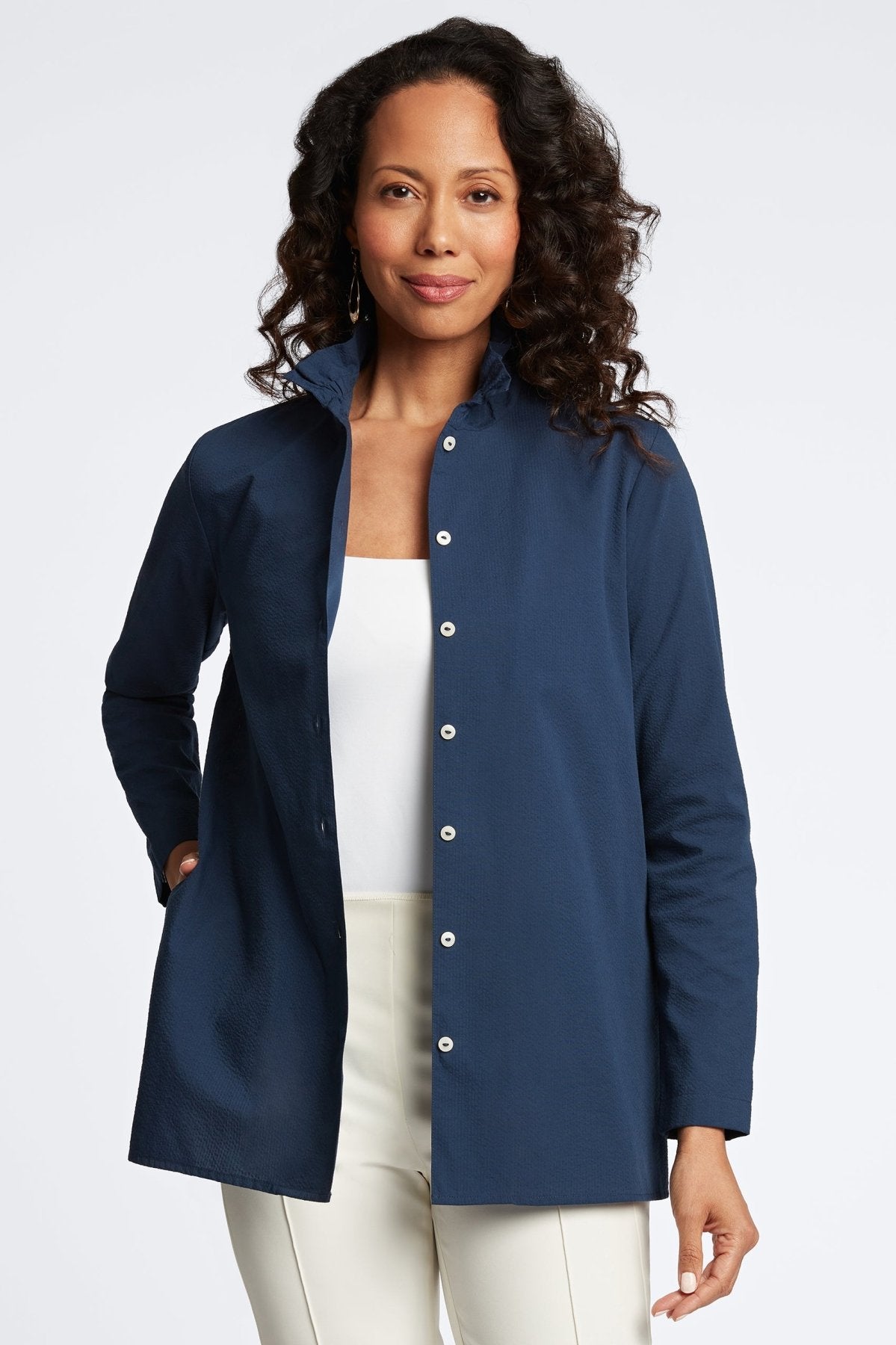 Carolina Seersucker Long Sleeve Shirt Jacket