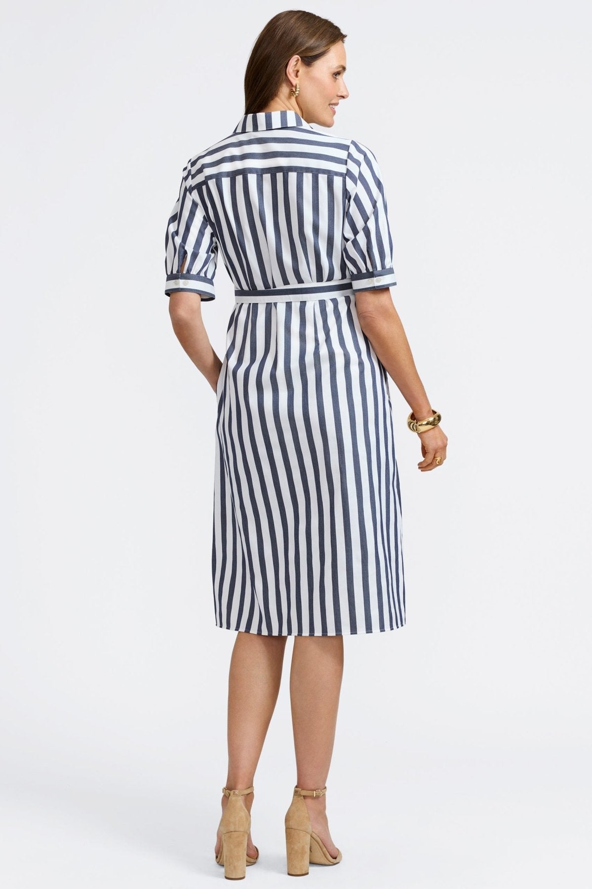 Esther Springtime Stripe Elbow Sleeve Dress