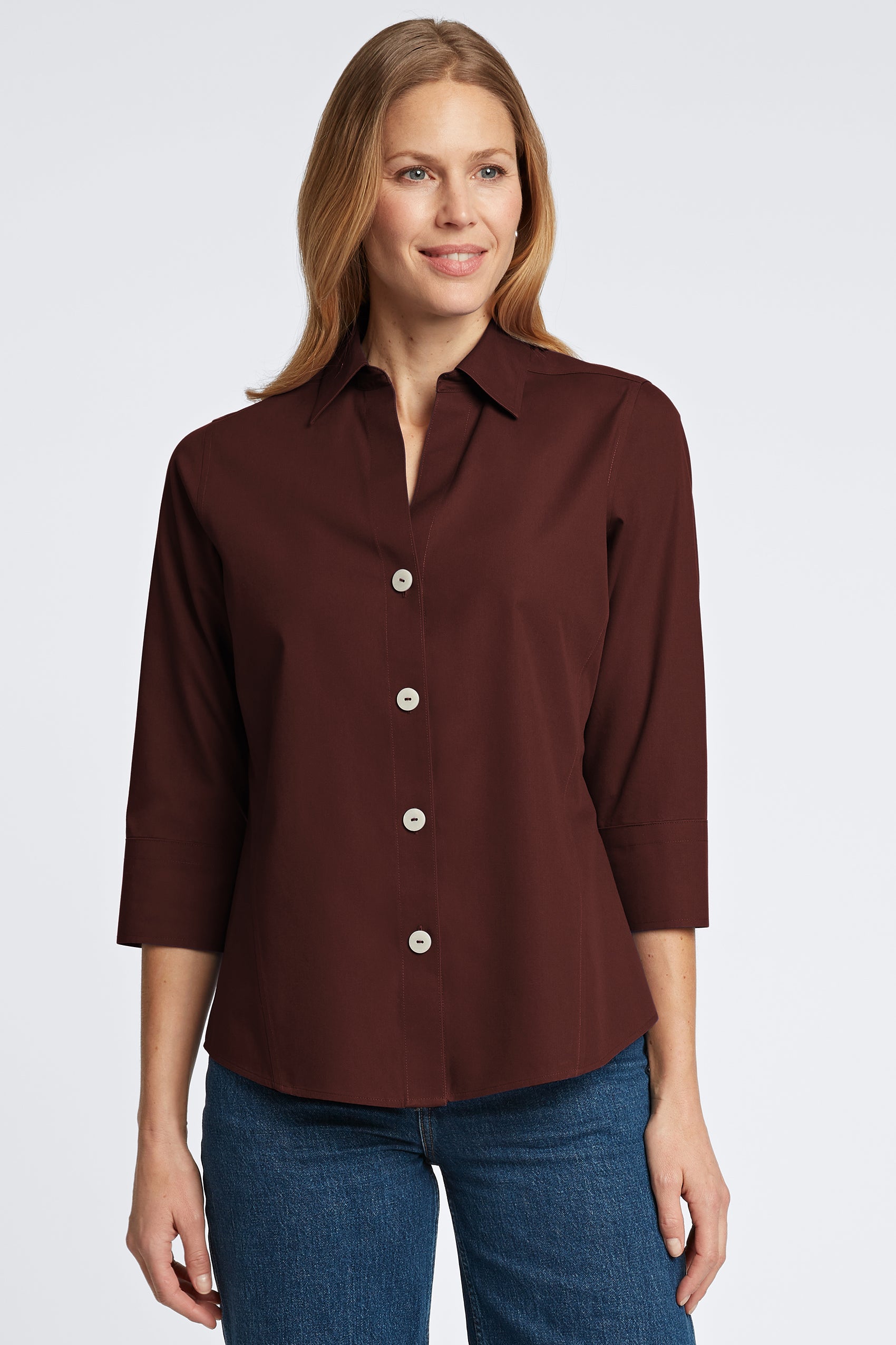 Paityn No Iron Pinpoint 3/4 Sleeve Shirt