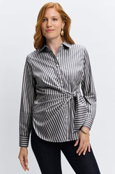 Sabine Stretch No Iron Stripe Tie Shirt