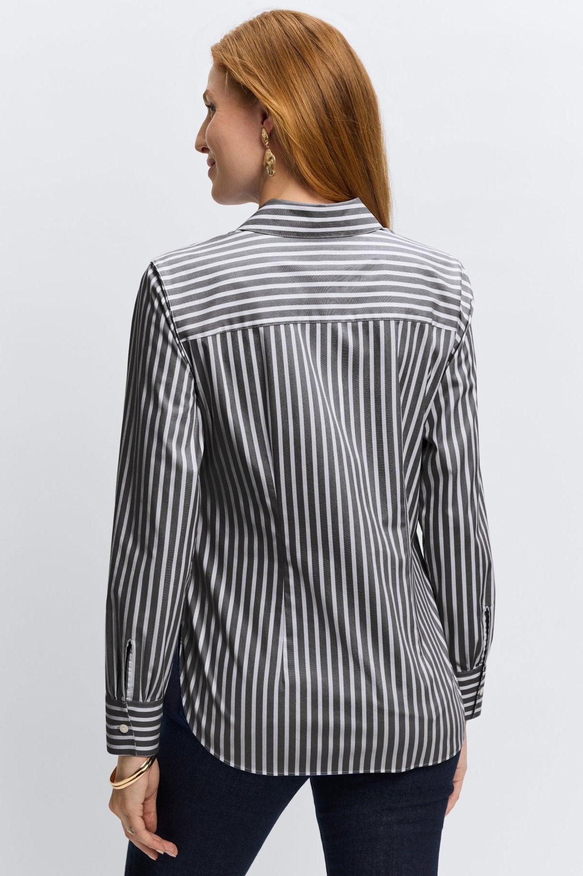 Sabine Stretch No Iron Stripe Tie Shirt