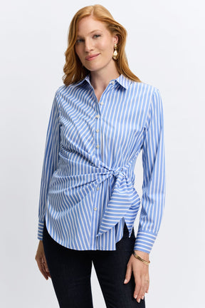 Sabine Stretch No Iron Stripe Tie Shirt