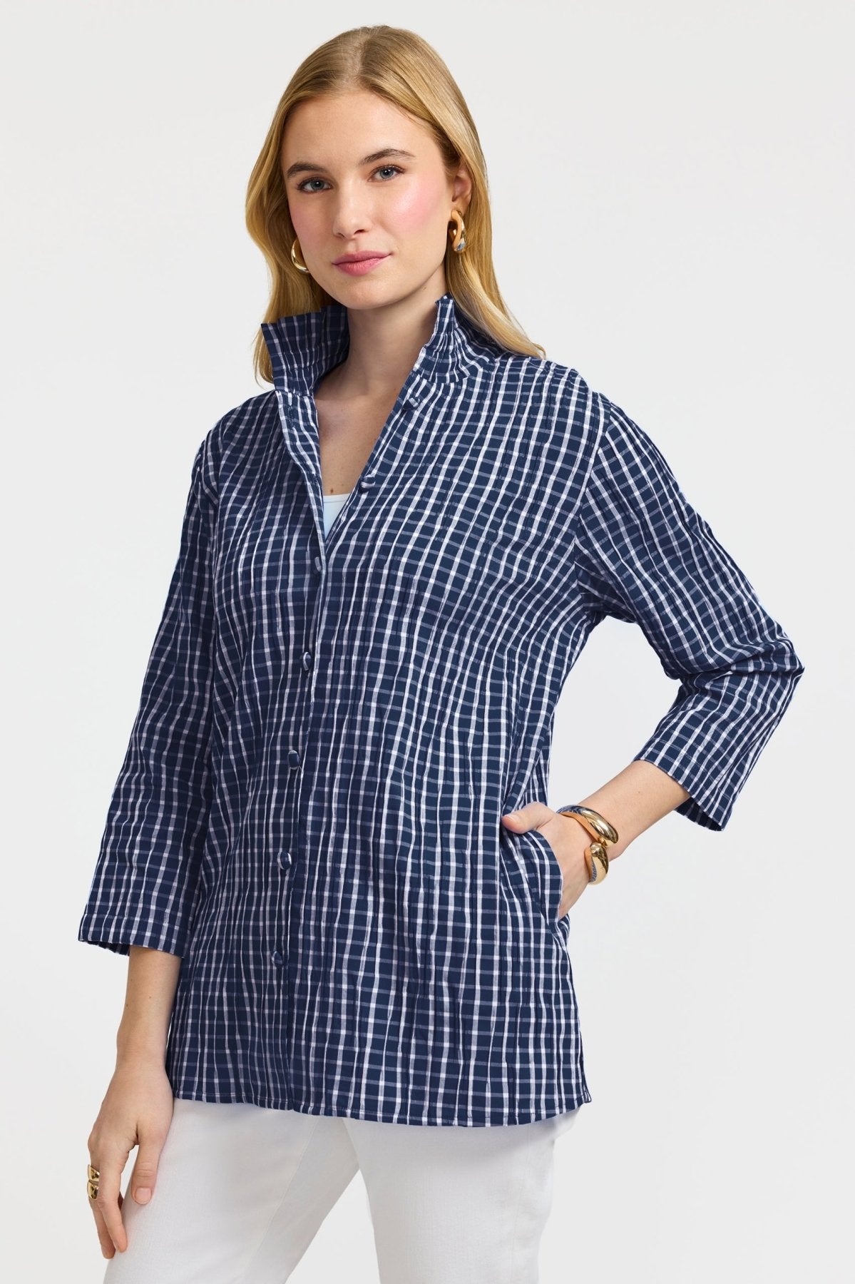 Carolina Crinkle 3/4 Sleeve Shirt Jacket