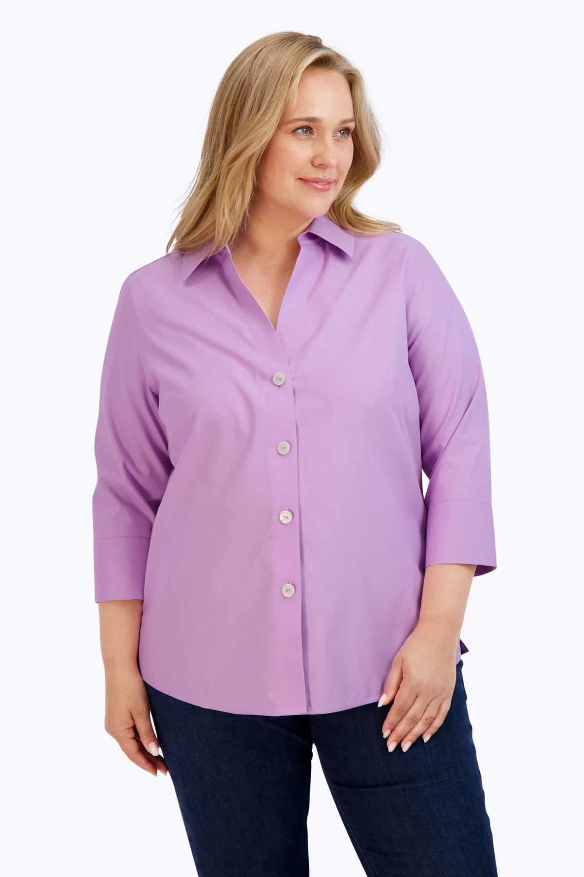 Paityn Plus Essential Pinpoint No Iron Shirt