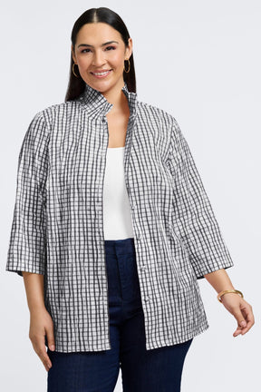 Carolina Plus Crinkle 3/4 Sleeve Shirt Jacket