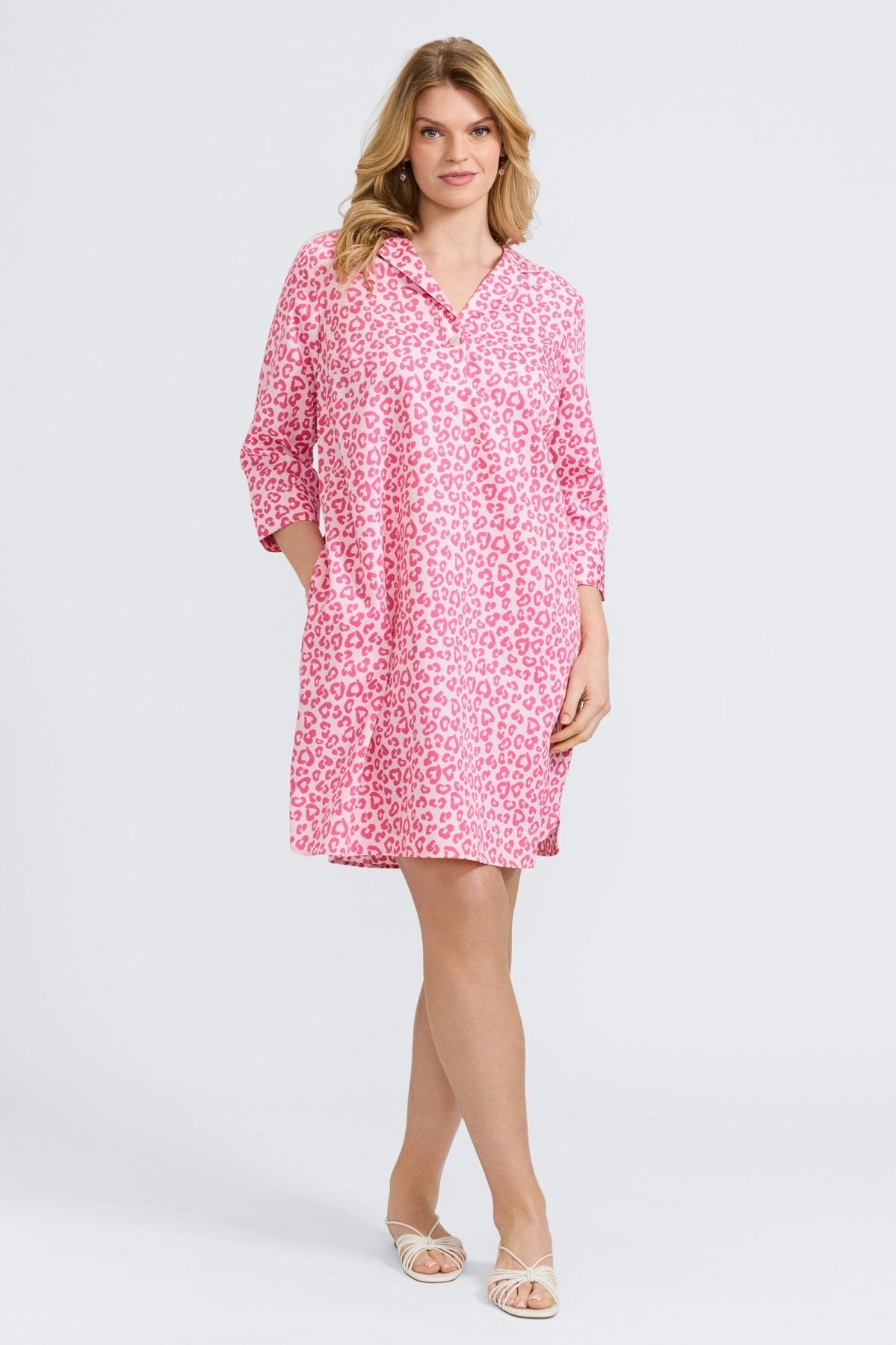 Sloane Plus Tonal Cheetah 3/4 Sleeve Dress